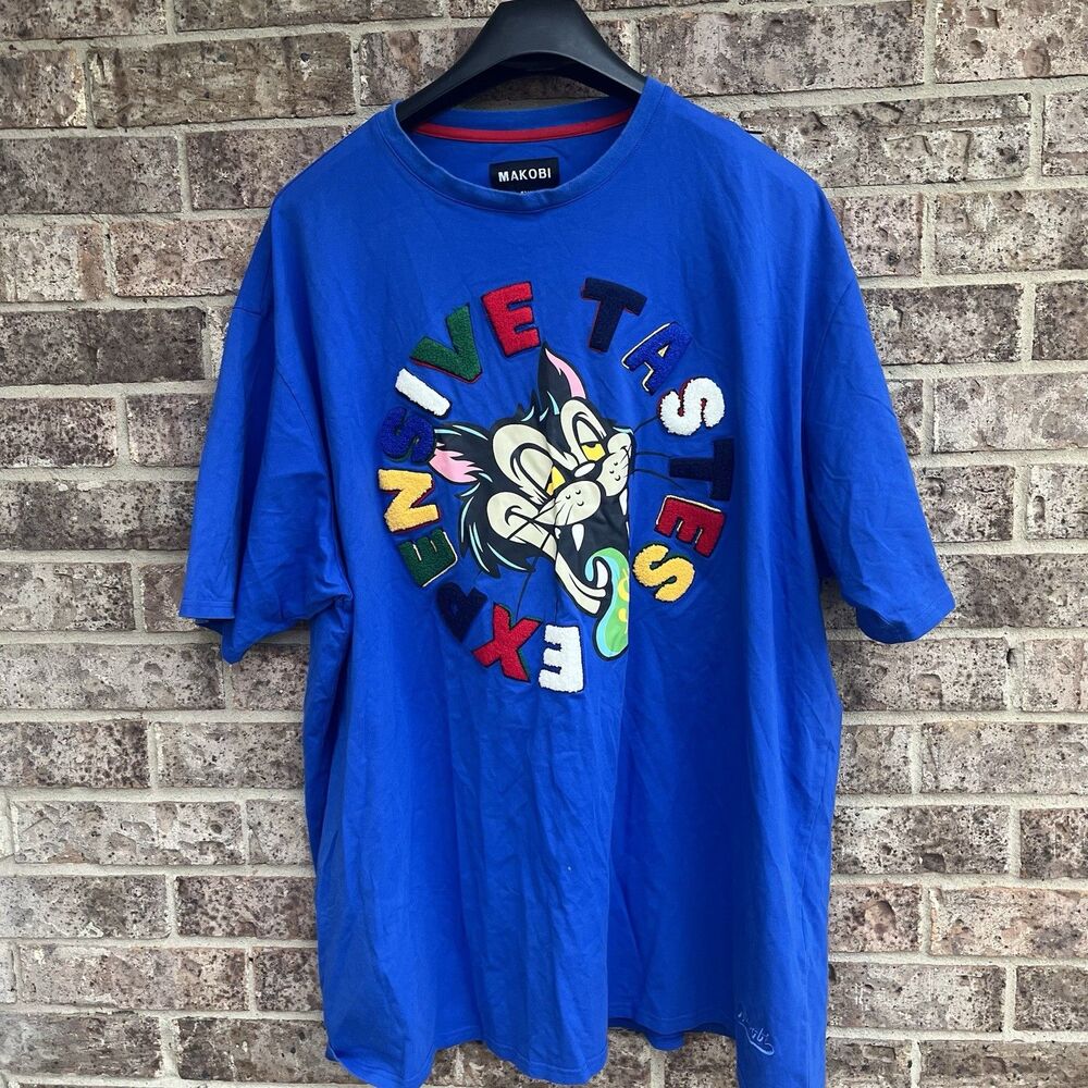 Makobi Expensive Tastes Graphic Shirt Royal Blue Mens 4XB Big Tall M256